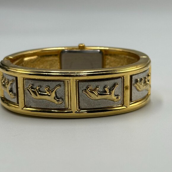 Collezio Watch Women Gold Silver Two Tone Panther Bangle Band New Battery 7" - Picture 7 of 13